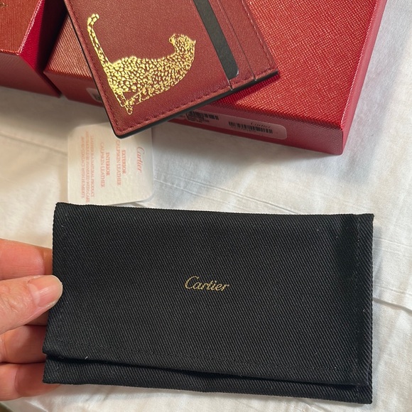 Cartier Red Card Holder with Gold Panther Design - Picture 7 of 14